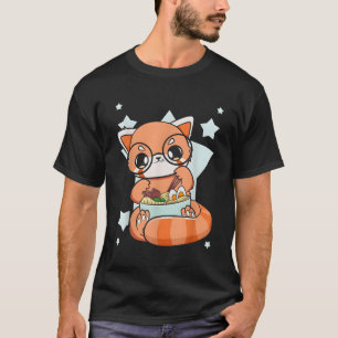 Camiseta Panda Vermelha Chinesa Comendo Ra I Ama Ra Noodles