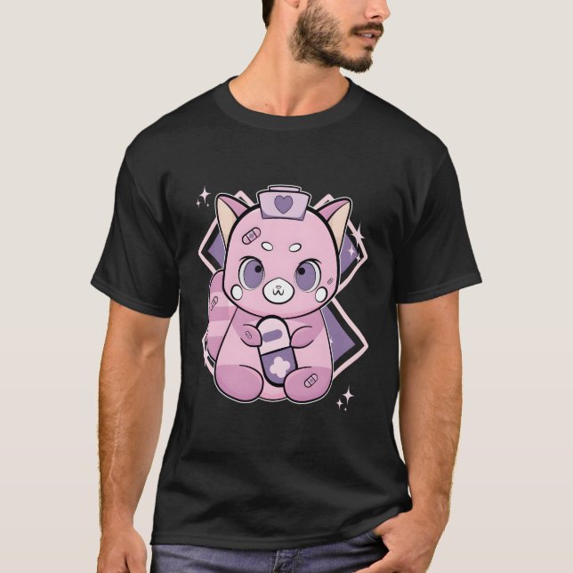 Camiseta Panda Vermelha com a Medicina Yami Kawaii (Frente)