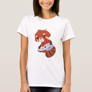 Camiseta Panda vermelha com adesivos