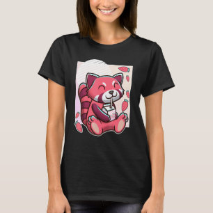 Camiseta Panda Vermelha Com Leite De Morango