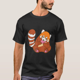 Camiseta Panda Vermelha Comendo Bolo Vermelho Doce Panda