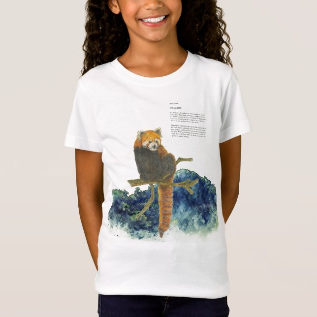 Camiseta Panda Vermelha Cuta Ameaçada De Mão (Frente)