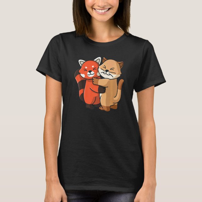 Camiseta Panda Vermelha E Animais Do Zoológico De Gatinho A (Frente)
