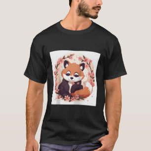 Camiseta Panda Vermelha E Espuma De Cereja Padrão Perfeito