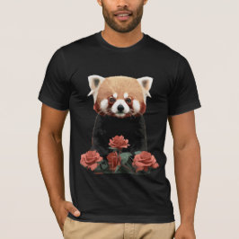 Camiseta Panda vermelha e rosas