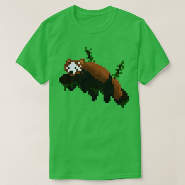 Camiseta Panda Vermelha Em Uma Arte De Pixel De Ramificação (Frente do Design)