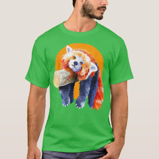 Camiseta Panda Vermelha Engraçado Dormindo