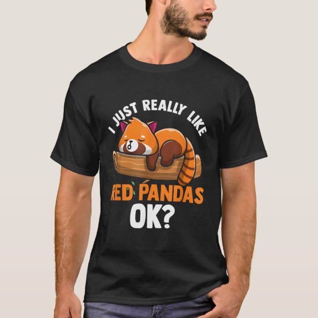 Camiseta Panda Vermelha, Eu Gosto Muito De Pandas Vermelhas (Frente)