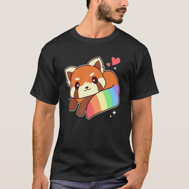 Camiseta Panda Vermelha Lgbtq Custa Com Cores De Bandeira A (Frente)