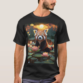 Camiseta Panda vermelha no lago de lótus