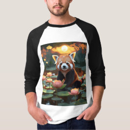 Camiseta Panda vermelha no lago de lótus