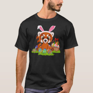 Camiseta Panda Vermelha Páscoa Ovo Caça Panda Vermelha Coel