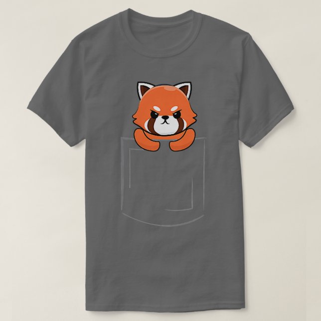 Camiseta Panda Vermelha Pocket Para Panda Amante Panda Verm (Frente do Design)