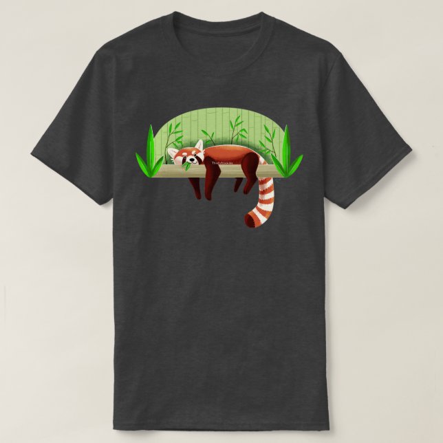 Camiseta Panda Vermelha Preguiçosa (Frente do Design)
