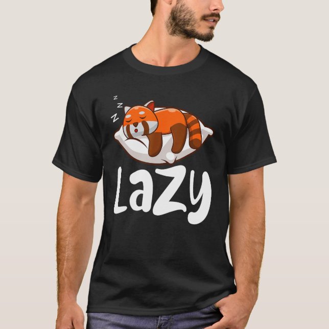 Camiseta Panda Vermelha Preguiçosa Dormindo Pandas Vermelha (Frente)