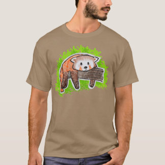 Camiseta Panda Vermelha preguiçosa está apreciando a luz do