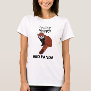 Camiseta Panda Vermelha Sentindo Sonolência Engraçado Panda