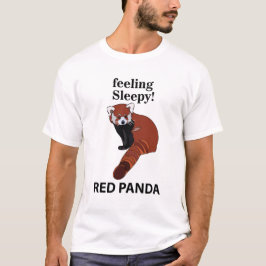 Camiseta Panda Vermelha Sentindo Sonolência Engraçado Panda