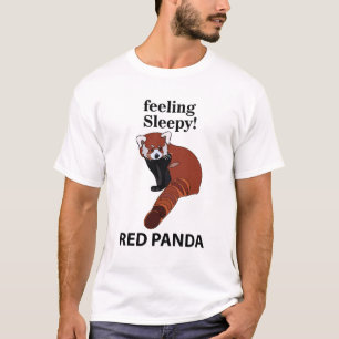 Camiseta Panda Vermelha Sentindo Sonolência Engraçado Panda