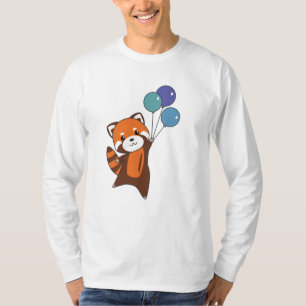 Camiseta Panda Vermelha Voa Balões Bons Animais Bons Para C