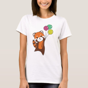 Camiseta Panda Vermelha Voa Balões Bons Animais Bons Para C