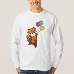 Camiseta Panda Vermelha Voa Balões Bons Animais Bons Para C