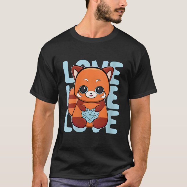 Camiseta Panda Vermelho Com Dia dos Pais (Frente)