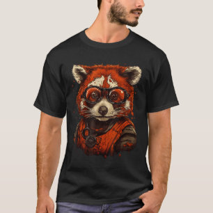 Camiseta Panda Vermelho com Estampa de Óculos Animal
