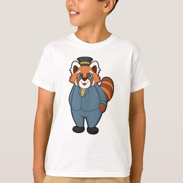 Camiseta Panda Vermelho como Noivo com Chapéu (Frente)