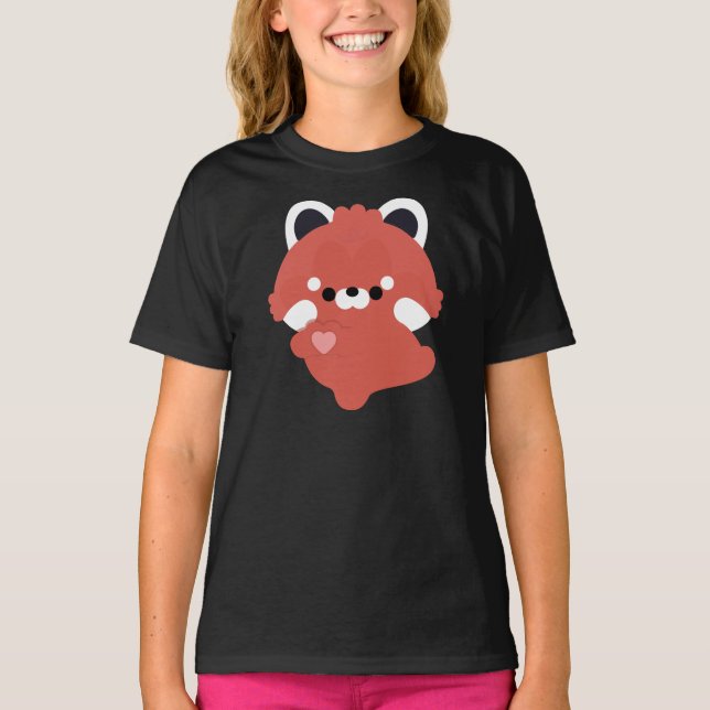 Camiseta Panda Vermelho de Amor Fofo (Frente)