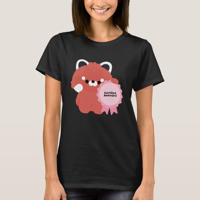 Camiseta Panda Vermelho Desajeitado Certificado (Frente)