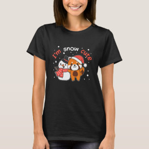 Camiseta Panda Vermelho Eu Sou Boneco de Neve Fofo Boneco d