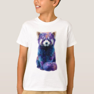 Camiseta Panda Vermelho Galáxia Cósmica Infantil
