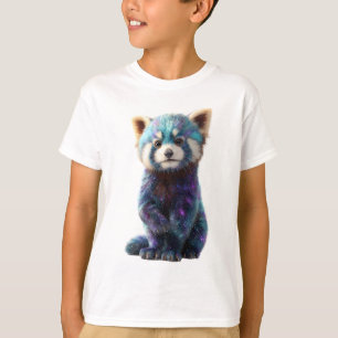 Camiseta Panda Vermelho Galáxia Espaço Cósmico Animal Infan