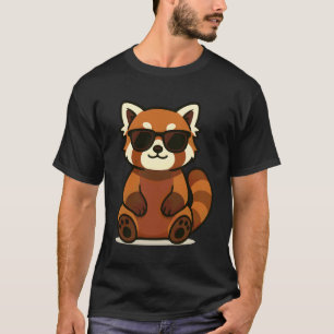 Camiseta Panda Vermelho Legal Com Óculos de Sol
