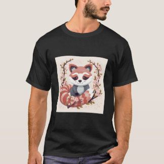 Camiseta Panda Vermelho no Jardim de Flor de Cerejeira Prim