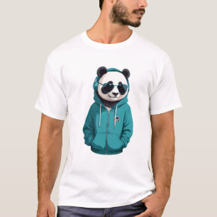 Camiseta Panda Vestindo Hoodie Funny Legal Caráter Animal