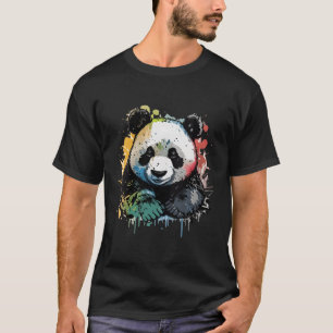 Camiseta Panda Watercolor Oil Painting Colorida