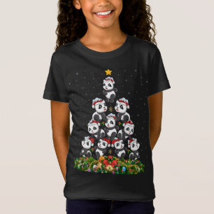 Camiseta Panda Xmas Tree Gift Santa Hat Panda Natal