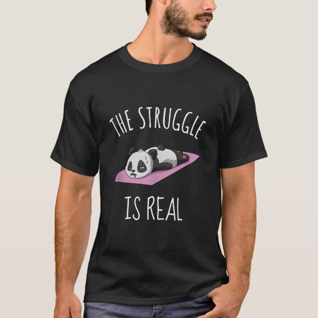 Camiseta Panda Yoga Gym Exercise The Struggle Is Real (Frente)