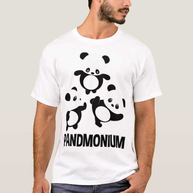Camiseta Pandamónio TShirt Engraçado Panda Bear Pun Tee (Frente)