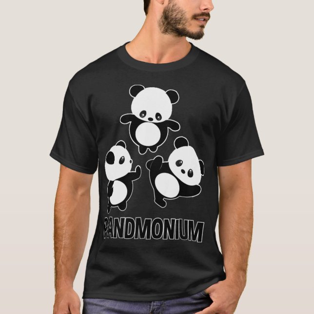 Camiseta Pandamónio TShirt Engraçado Panda Bear Pun Tee (Frente)