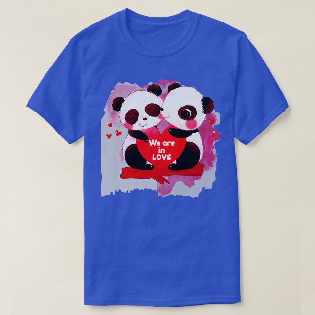 Camiseta Pandas adoráveis no amor (Frente do Design)