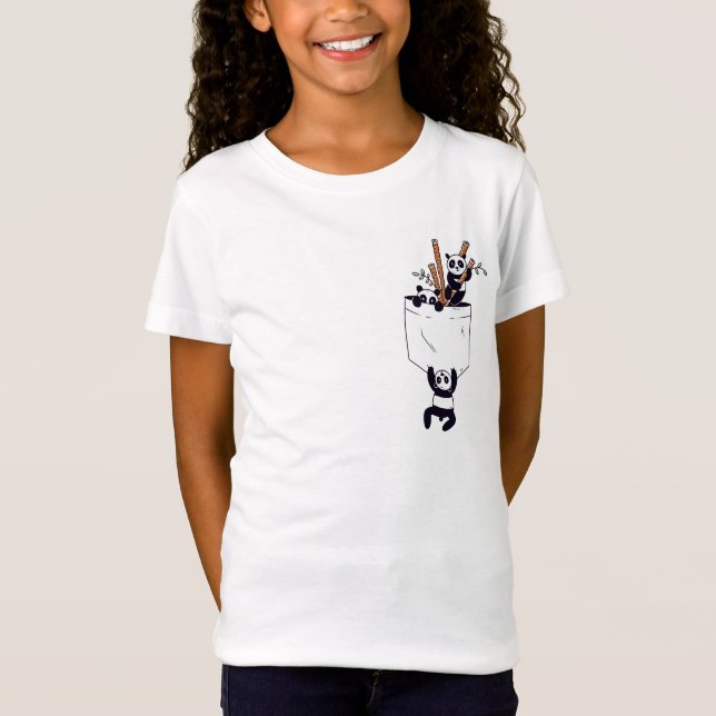 Camiseta Pandas de Bolso Divertidos (Frente)