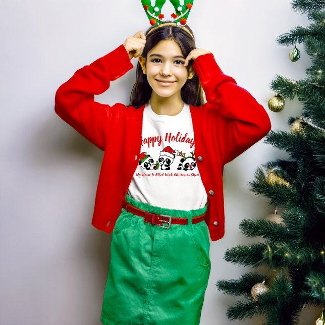 Camiseta Pandas de Natal Personalizadas (Criador carregado)