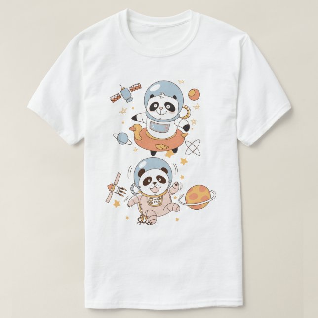 Camiseta Pandas Espaciais T-Shirt (Frente do Design)