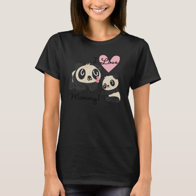 Camiseta Pandas I Love Mamãe (Frente)
