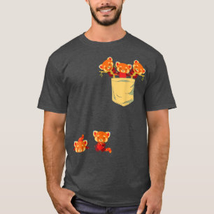 Camiseta Pandas Vermelhas em Pocket incríveis Anima de Urso