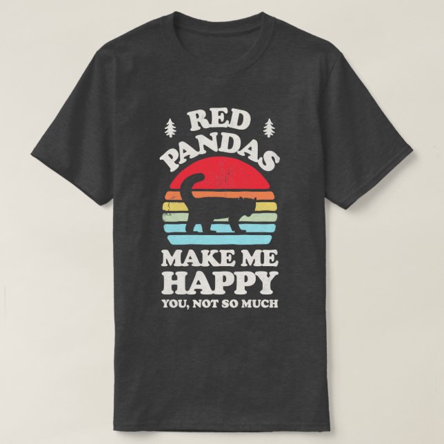 Camiseta Pandas Vermelhas me fazem feliz retrato sunset par (Frente do Design)