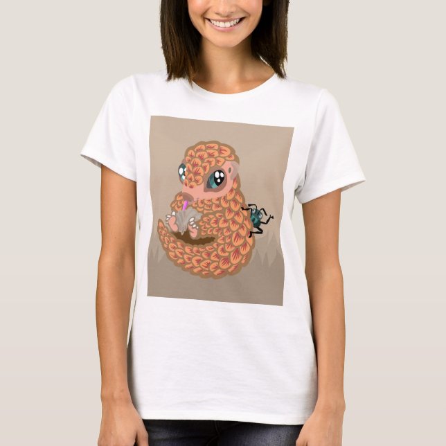 Camiseta Pangolin do bebê com formiga (Frente)